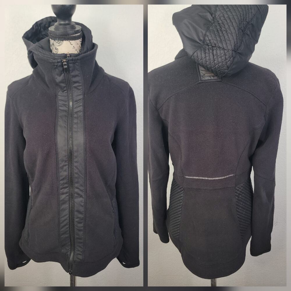 Athleta Power Peak Hooded Jacket SZ Small Double-Zipper Black Hiking Running